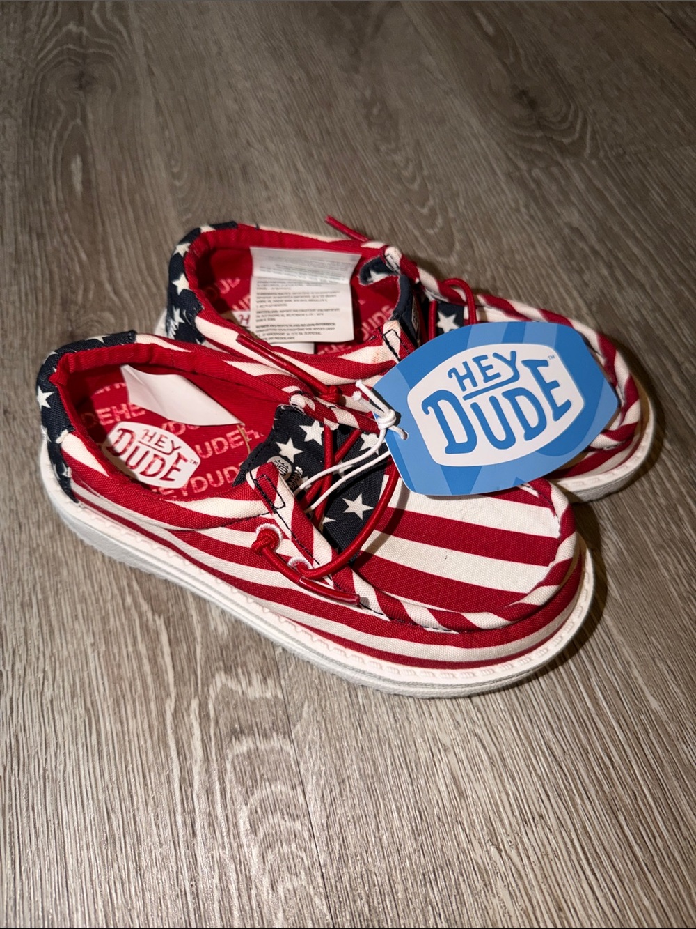 New Hey Dude Kids Americana Slip-On Sneakers - Red, White & Blue toddler 10 boy